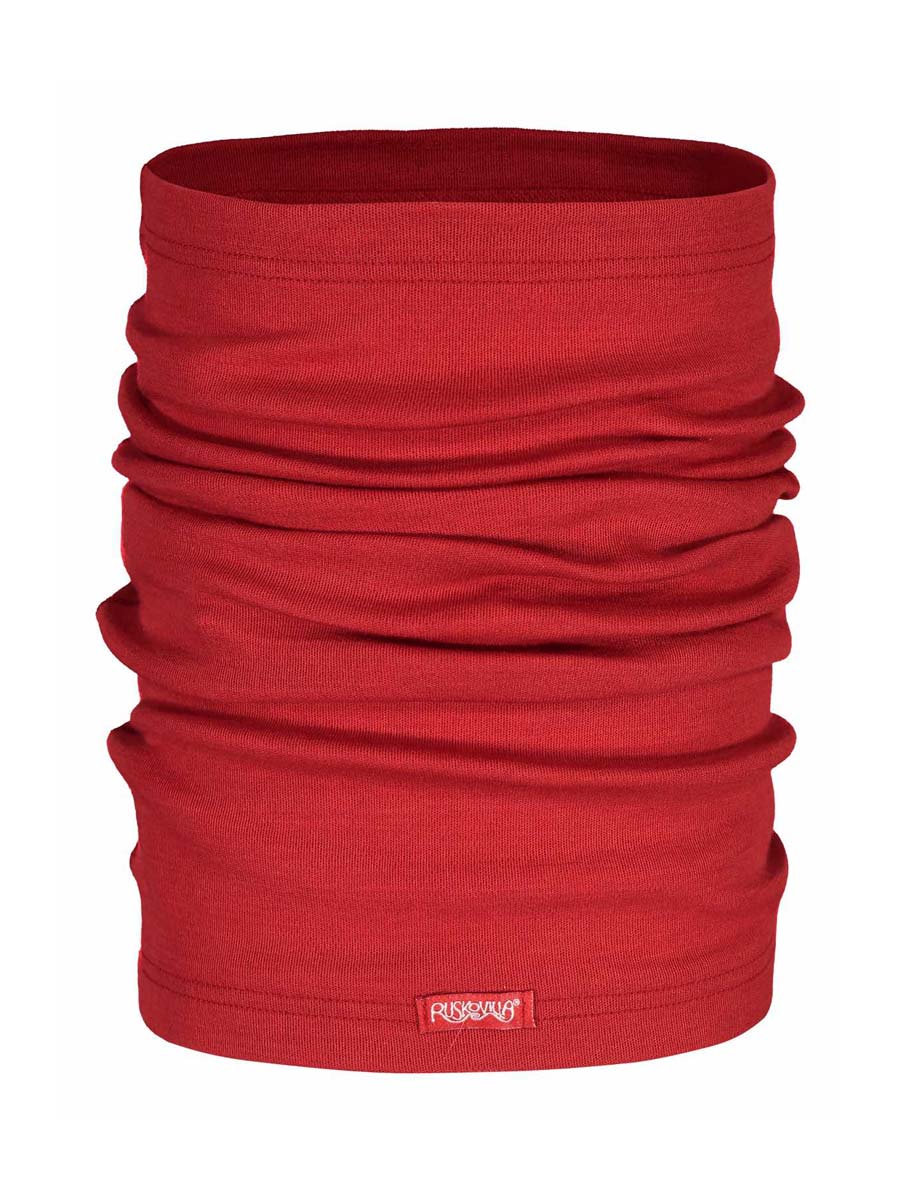 Ruskovillan red merino wool tube scarf